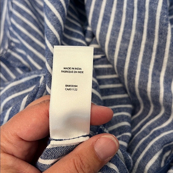 BEACH LUNCH LOUNGE LINEN BLUE & WHITE JUMPSUIT LARGE - Picture 15 of 16